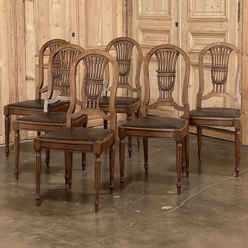 Set of 6 Antique French Louis XVI Dining Chairs In Good Condition For Sale In Dallas, TX