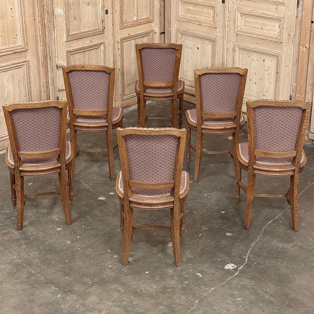 Set of 6 Antique French Louis XVI Dining Chairs In Good Condition For Sale In Dallas, TX