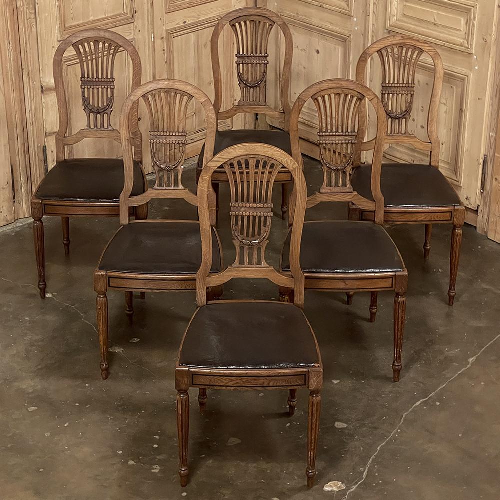 20th Century Set of 6 Antique French Louis XVI Dining Chairs For Sale