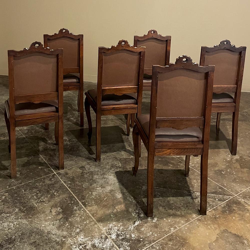 Ensemble de 6 chaises de salle à manger françaises anciennes de style Louis XVI Bon état - En vente à Dallas, TX