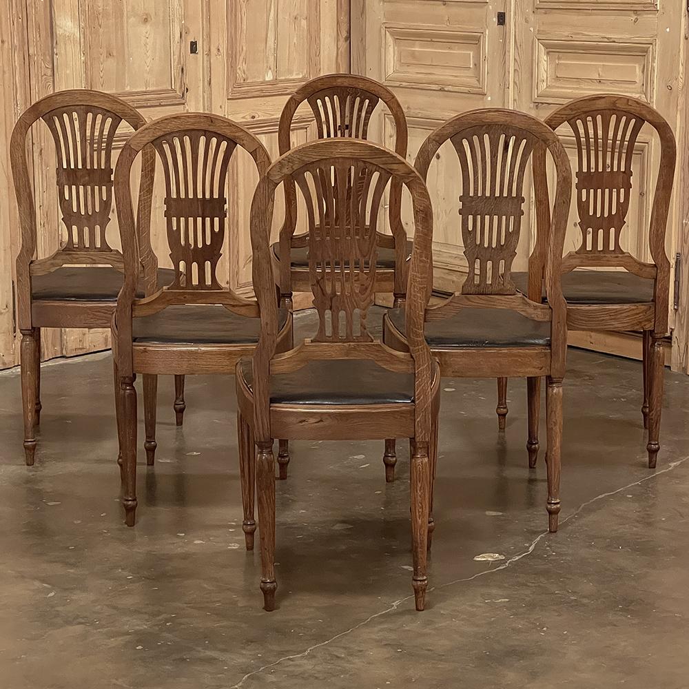 Oak Set of 6 Antique French Louis XVI Dining Chairs For Sale
