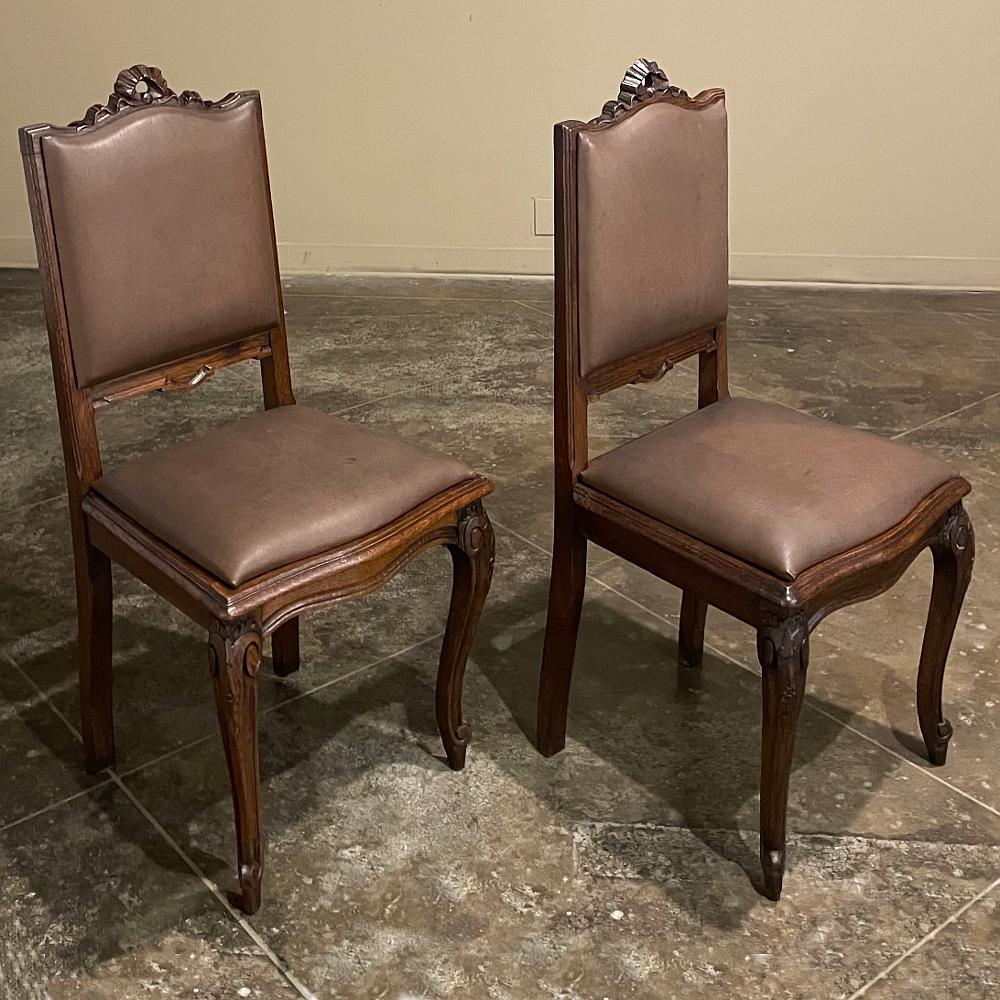 Ensemble de 6 chaises de salle à manger françaises anciennes de style Louis XVI en vente 2