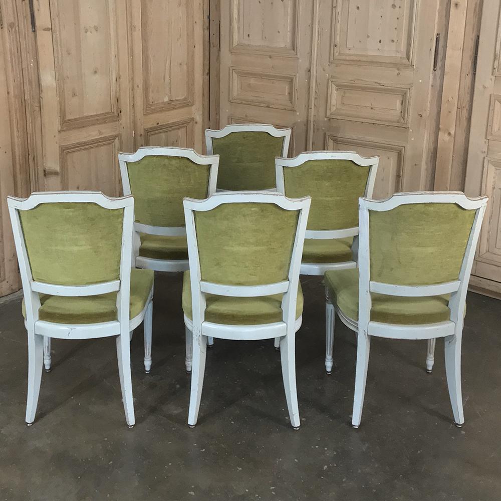 Set of 6 Antique French Louis XVI Painted Dining Chairs 4