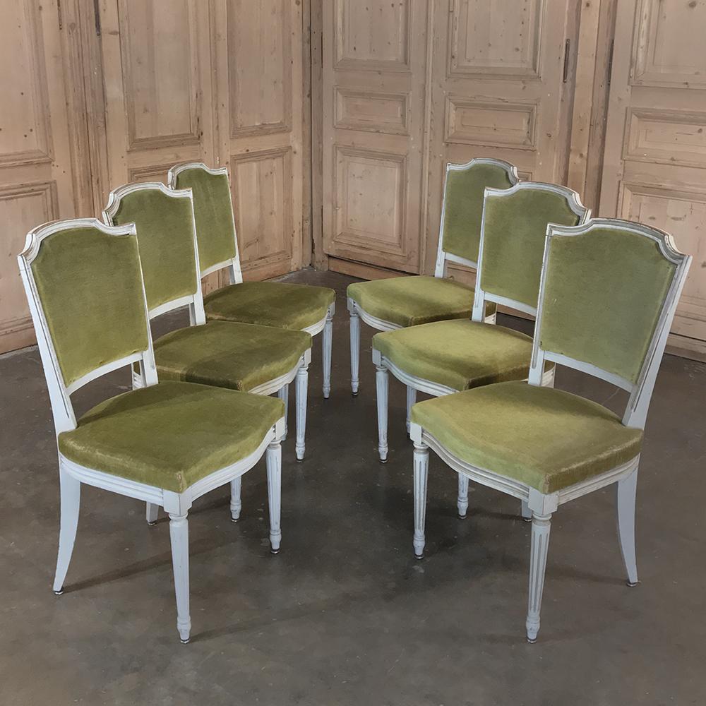 Set of 6 Antique French Louis XVI Painted Dining Chairs Set of 6 Antique French Louis XVI Painted Dining Chairs