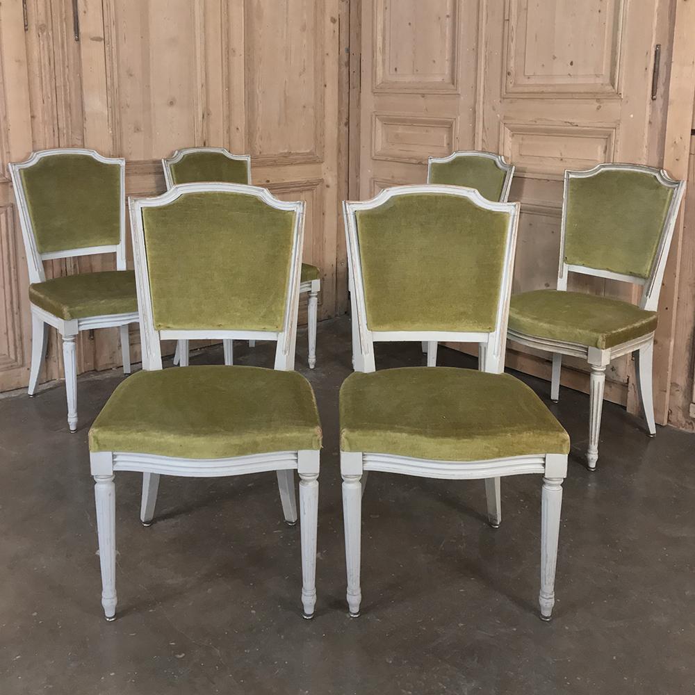 Set of 6 Antique French Louis XVI Painted Dining Chairs 2