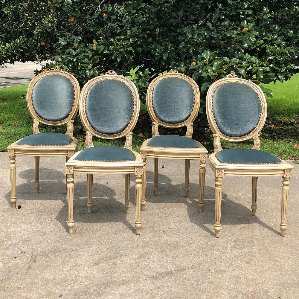 Set of 6 Antique French Louis XVI Painted Dining Chairs Incl. 2 Armchairs 6