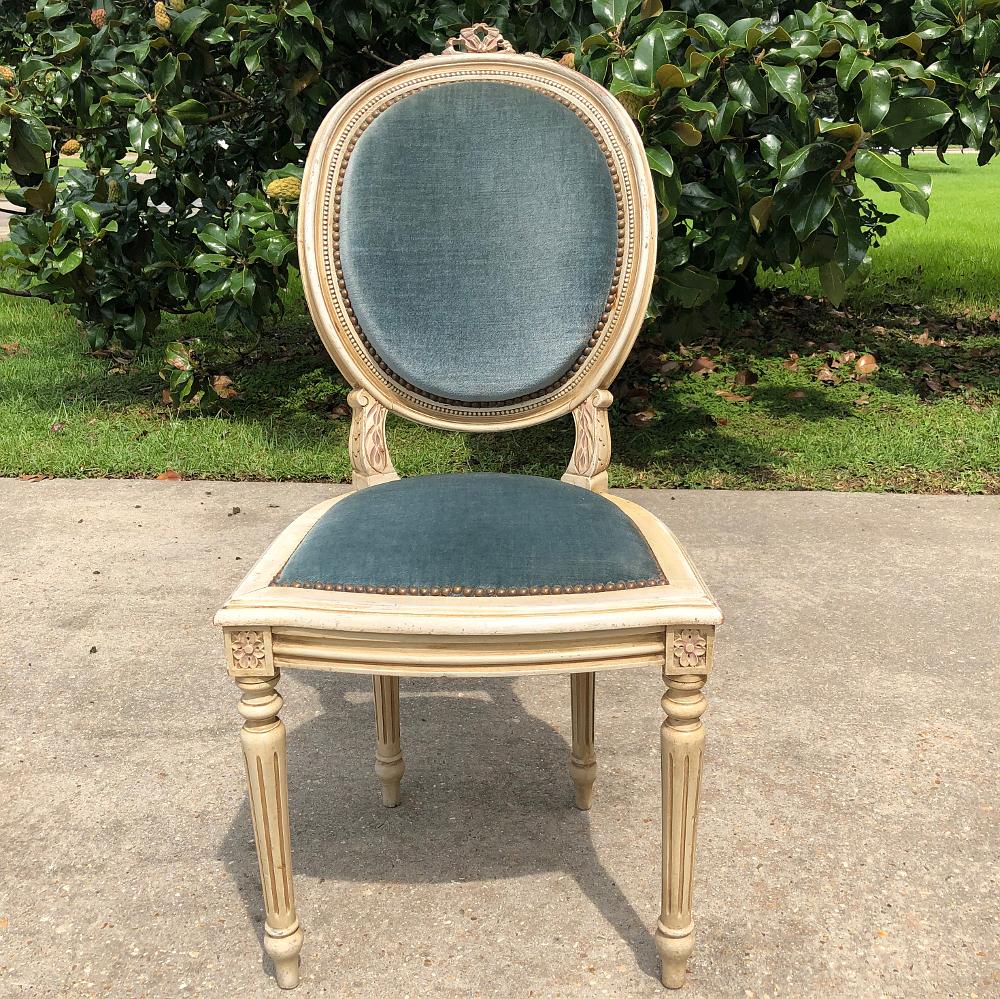 Set of 6 Antique French Louis XVI Painted Dining Chairs Incl. 2 Armchairs 8