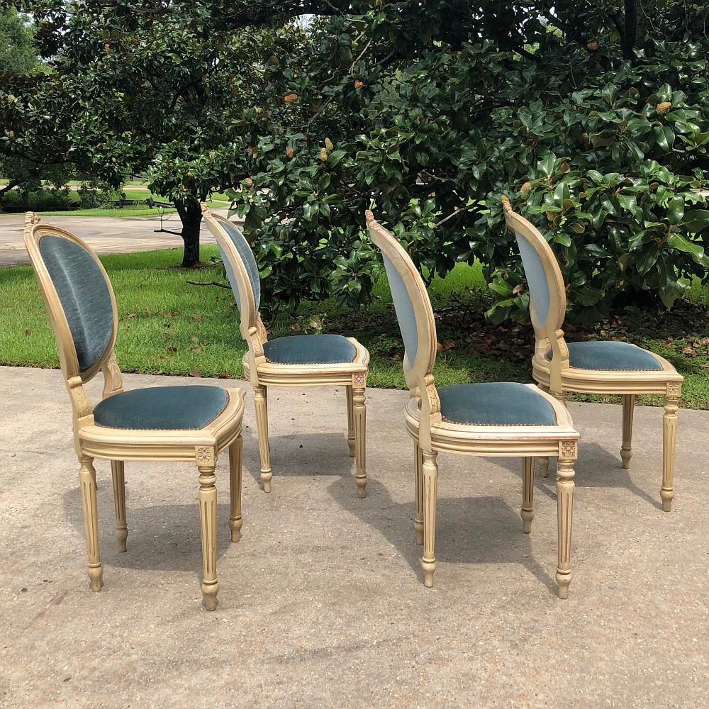 Set of 6 Antique French Louis XVI Painted Dining Chairs Incl. 2 Armchairs 11
