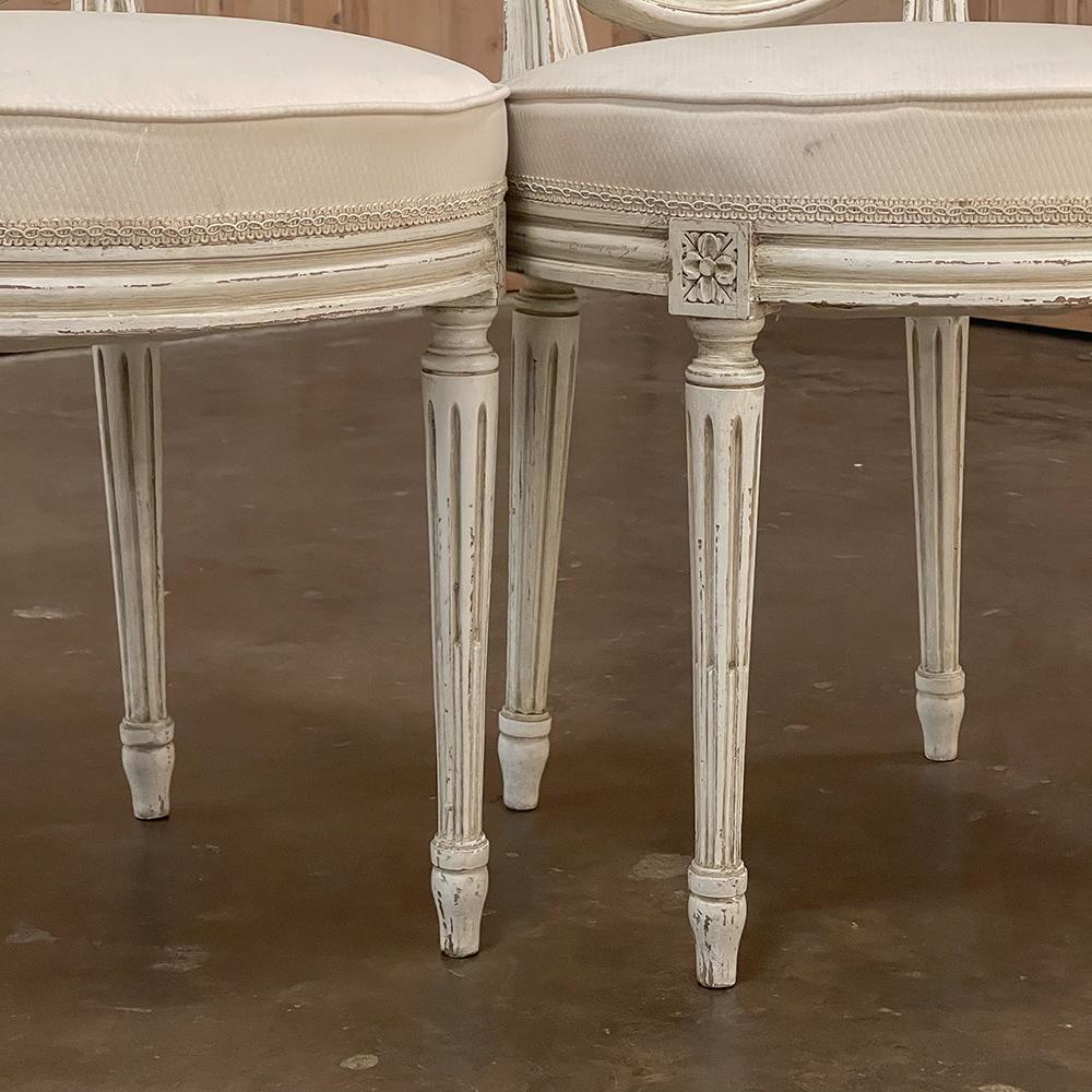 Set of 6 Antique French Louis XVI Painted Dining Chairs with Cane Backs 8