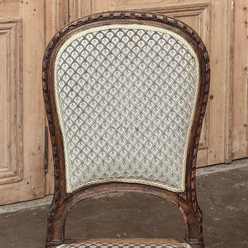 Set of 6 Antique French Louis XVI Upholstered Dining Chairs For Sale 5