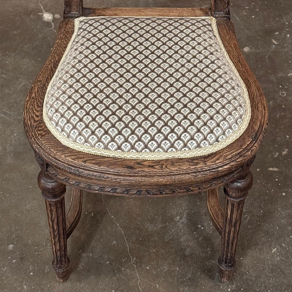 Set of 6 Antique French Louis XVI Upholstered Dining Chairs For Sale 6