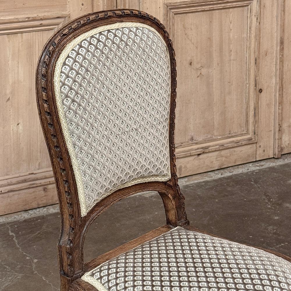 Set of 6 Antique French Louis XVI Upholstered Dining Chairs For Sale 7