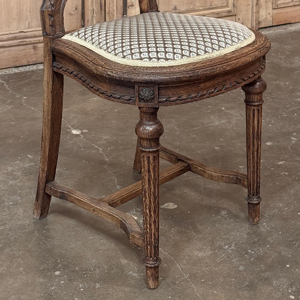 Set of 6 Antique French Louis XVI Upholstered Dining Chairs For Sale 8