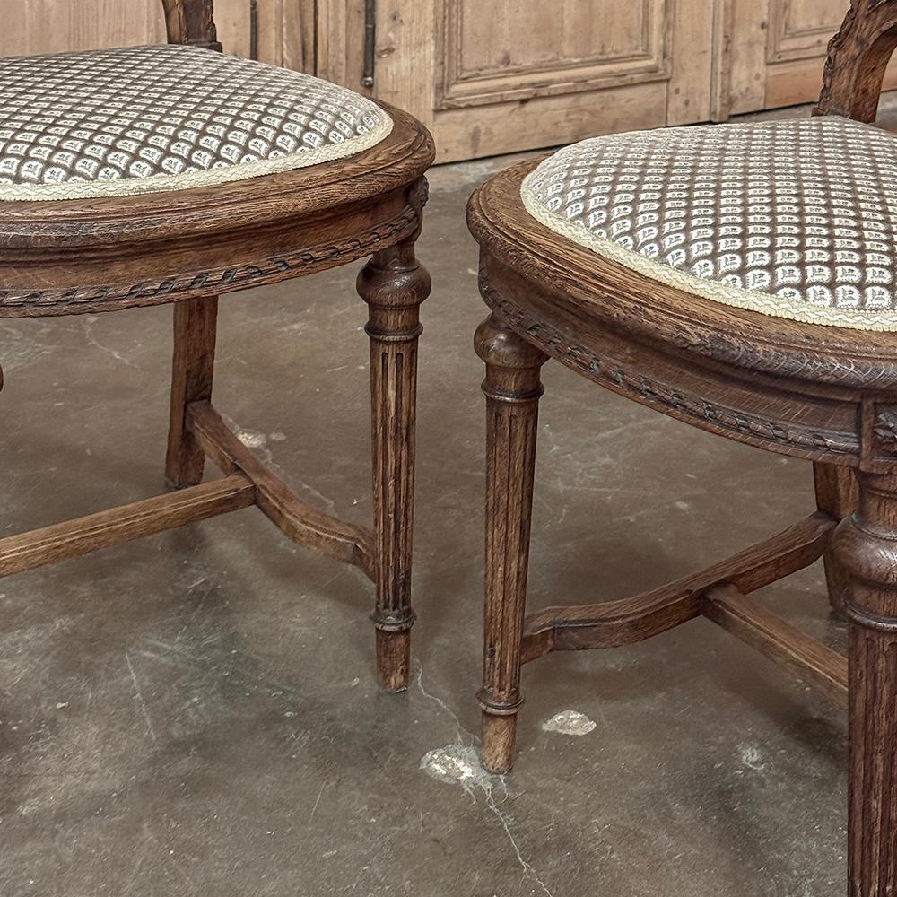 Set of 6 Antique French Louis XVI Upholstered Dining Chairs For Sale 9