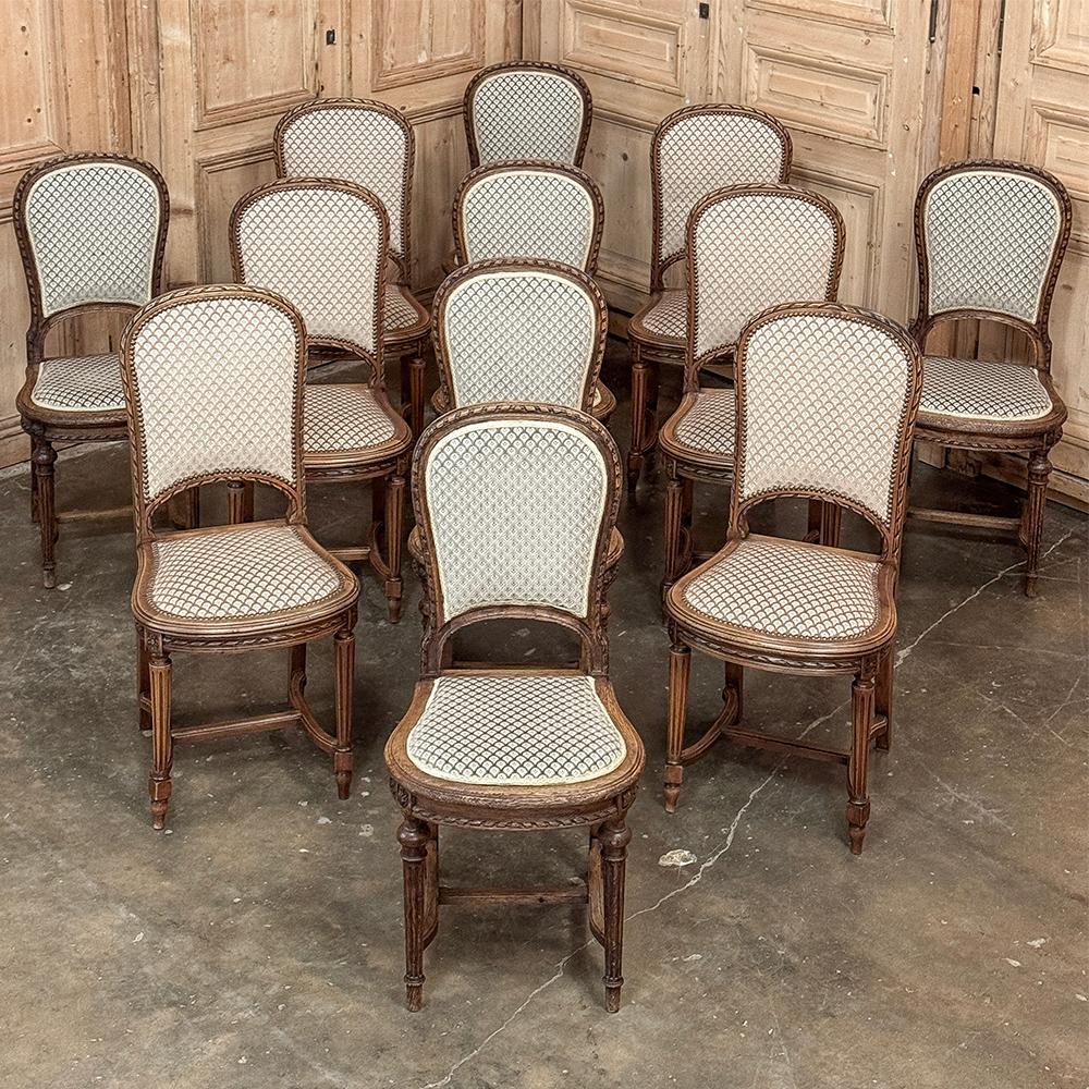 Set of 6 Antique French Louis XVI Upholstered Dining Chairs For Sale 14