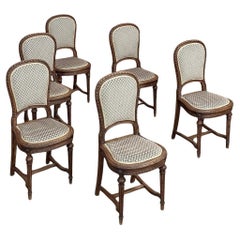 Set of 6 Antique French Louis XVI Upholstered Dining Chairs