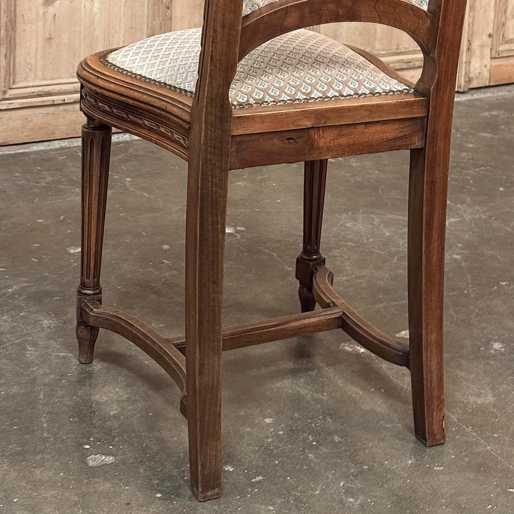 Set of 6 Antique French Louis XVI Walnut Upholstered Dining Chairs For Sale 13