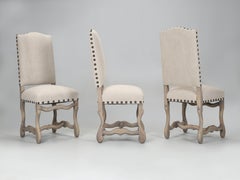 Set of (6) Antique French Os de Mouton Dining Chairs in Hand-Washed Irish Linen.