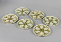Set of 6 Antique French Oysterplates by Choisy-Le-Roi