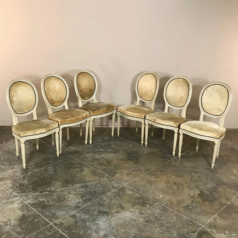 Set of 6 Antique French Painted Louis XVI Chairs 8