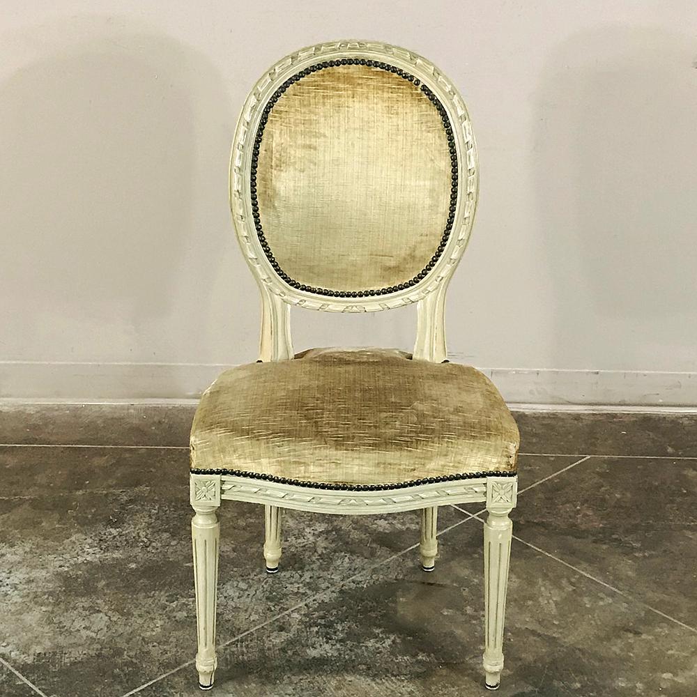 Set of 6 Antique French Painted Louis XVI Chairs (Französisch)