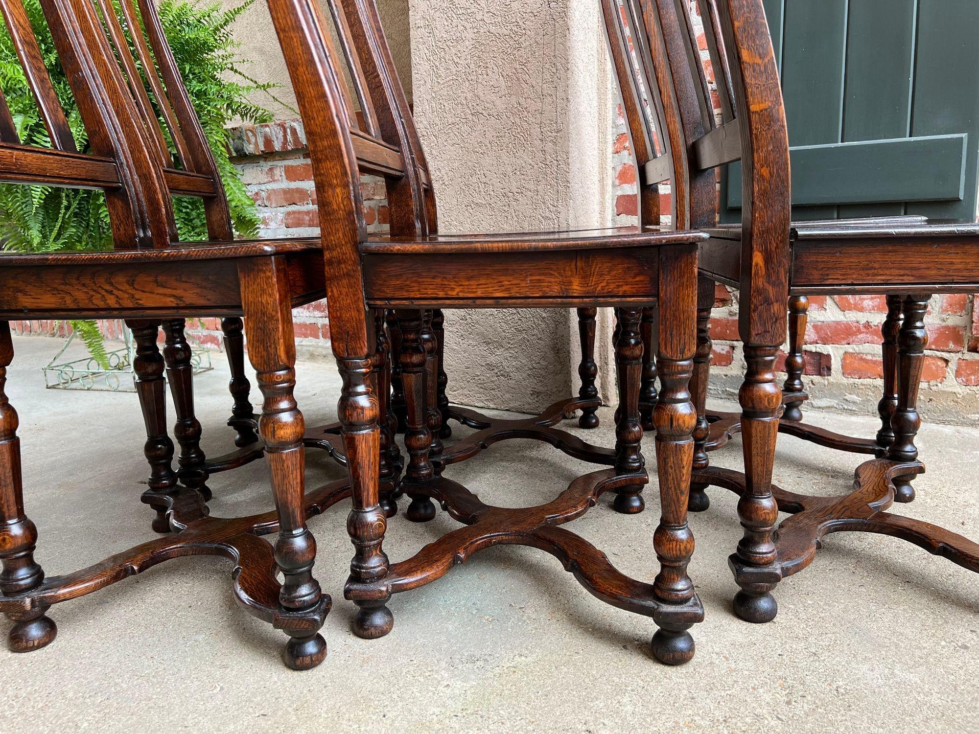 Set of 6 Antique French Provincial Country Style Dining Chairs Carved Oak 6