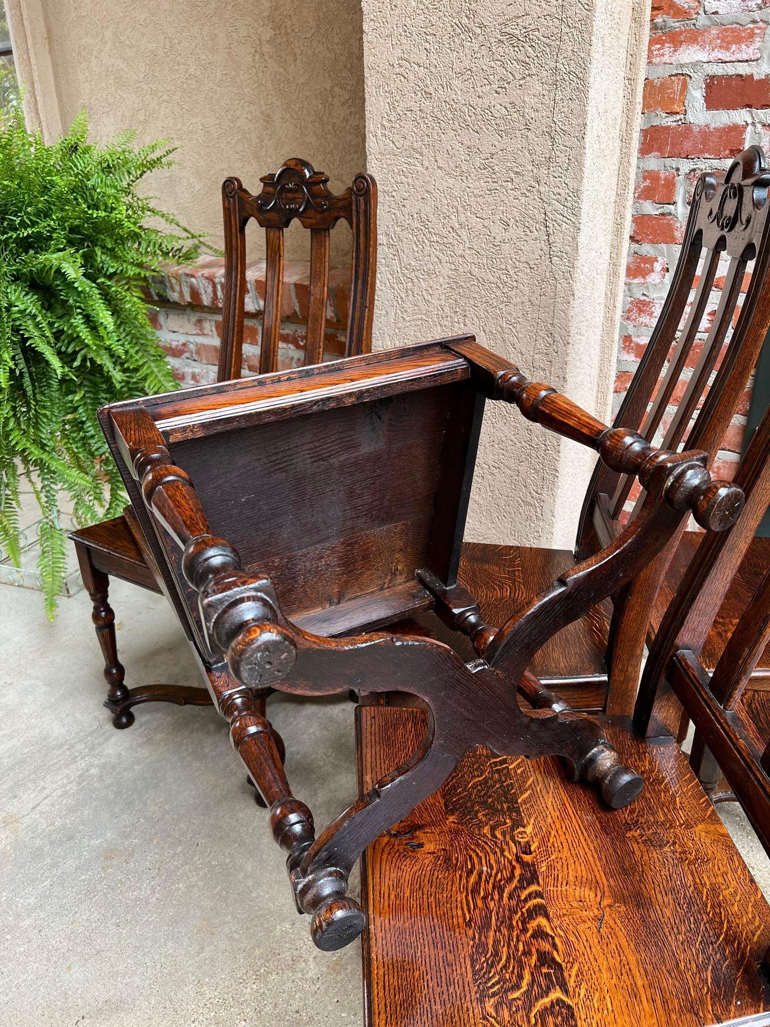 Set of 6 Antique French Provincial Country Style Dining Chairs Carved Oak 8