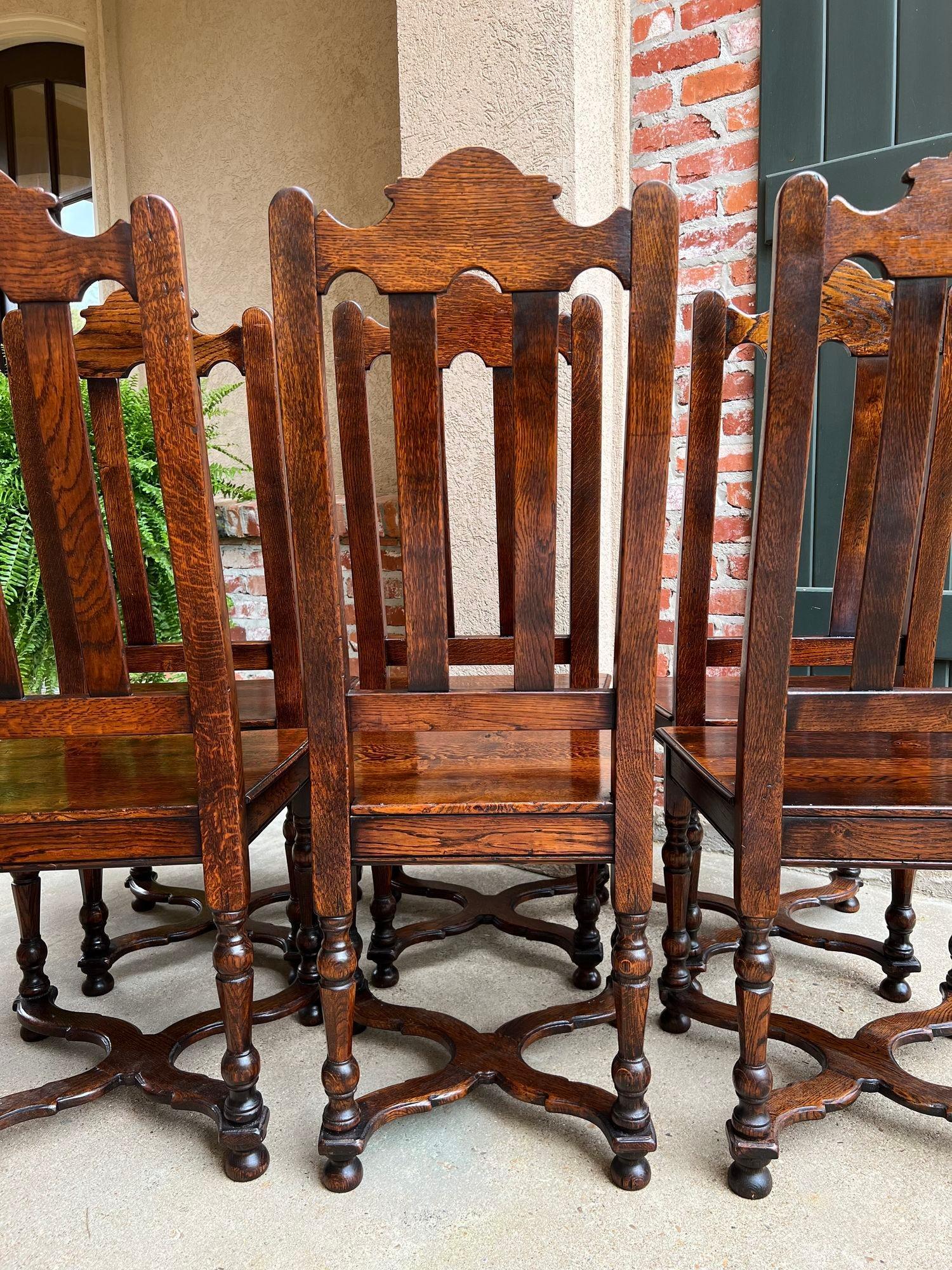 Set of 6 Antique French Provincial Country Style Dining Chairs Carved Oak 15