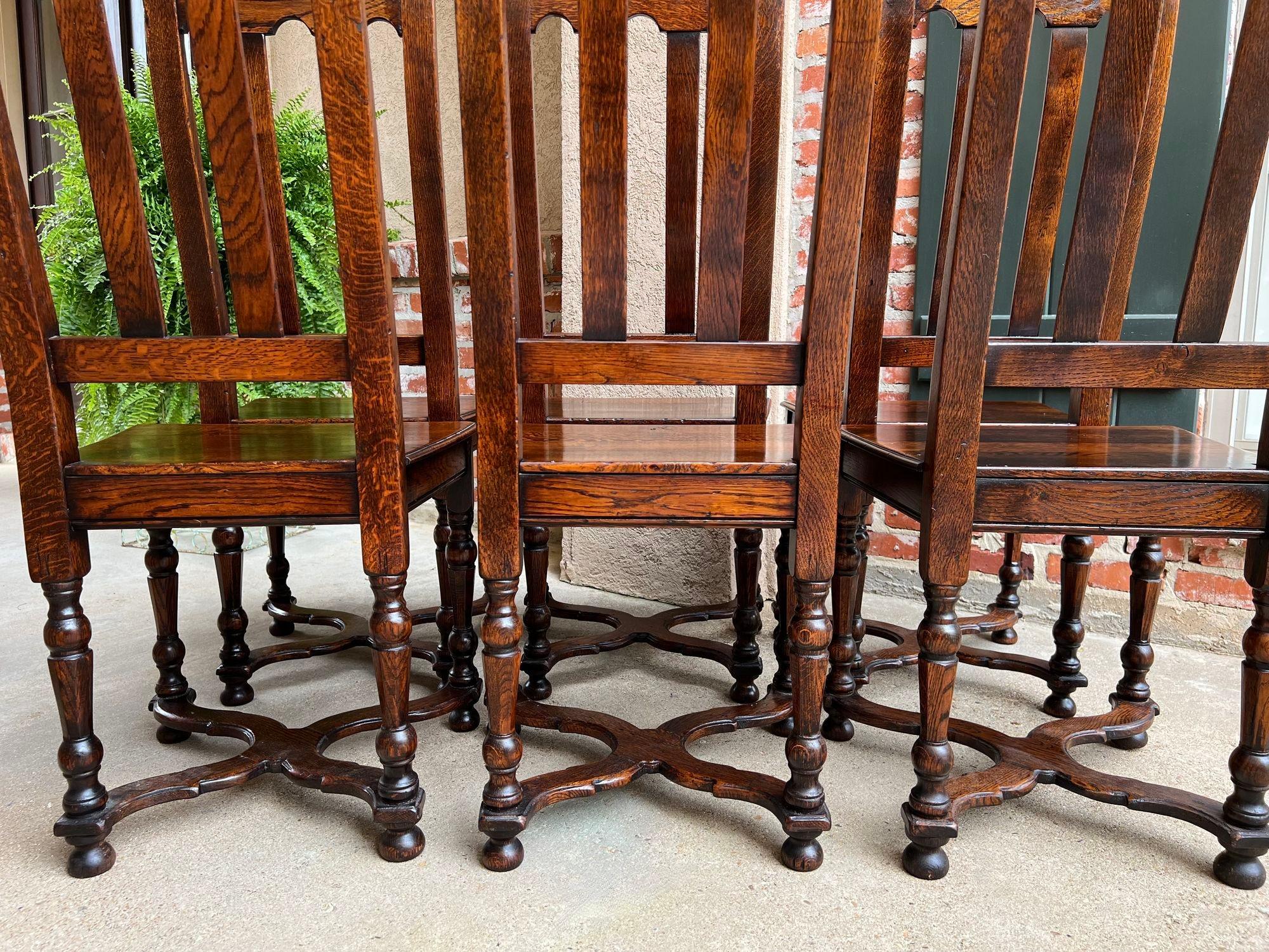 Set of 6 Antique French Provincial Country Style Dining Chairs Carved Oak 16