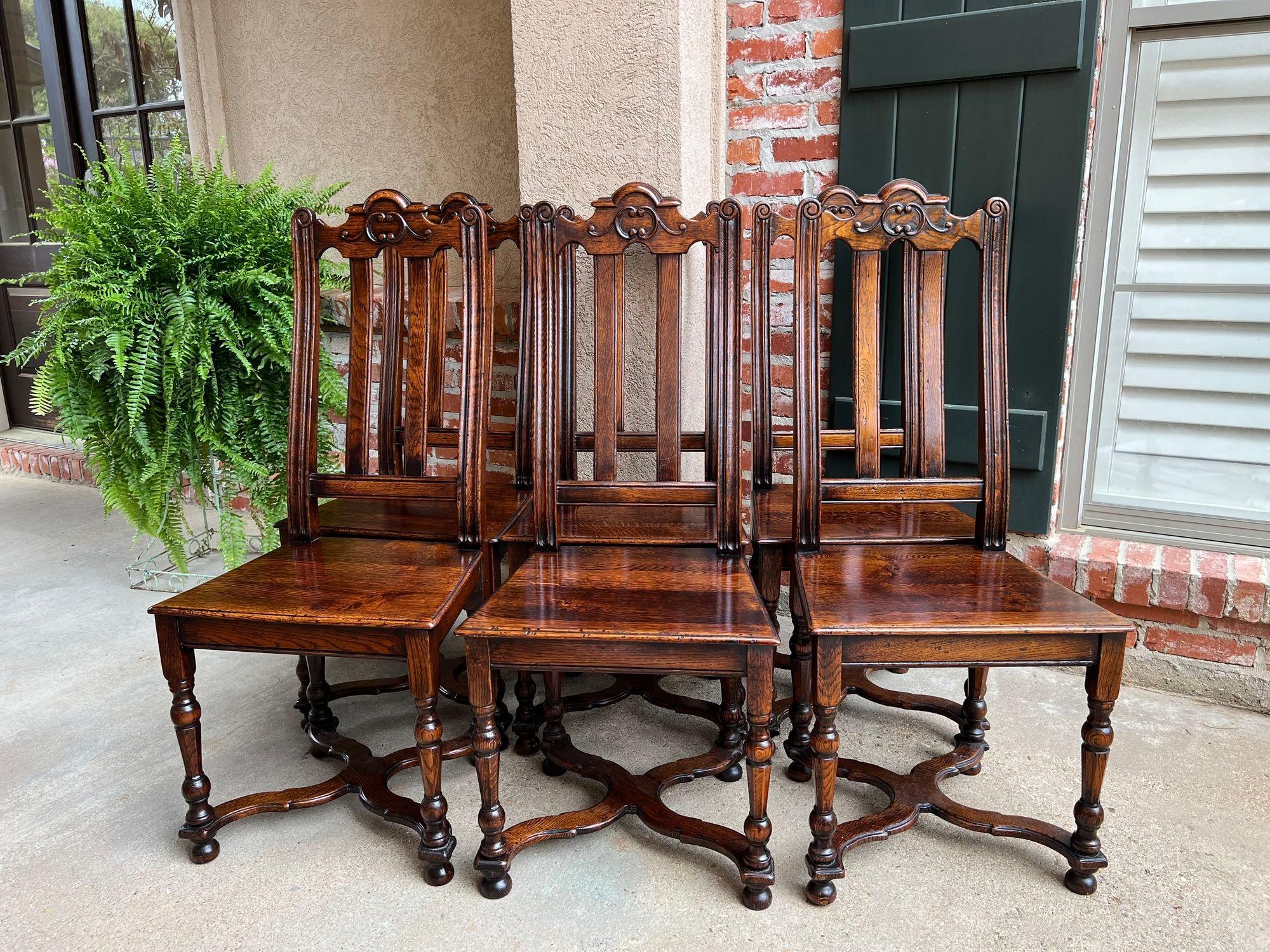 Set of 6 Antique French Provincial Country Style Dining Chairs Carved Oak In Good Condition In Shreveport, LA