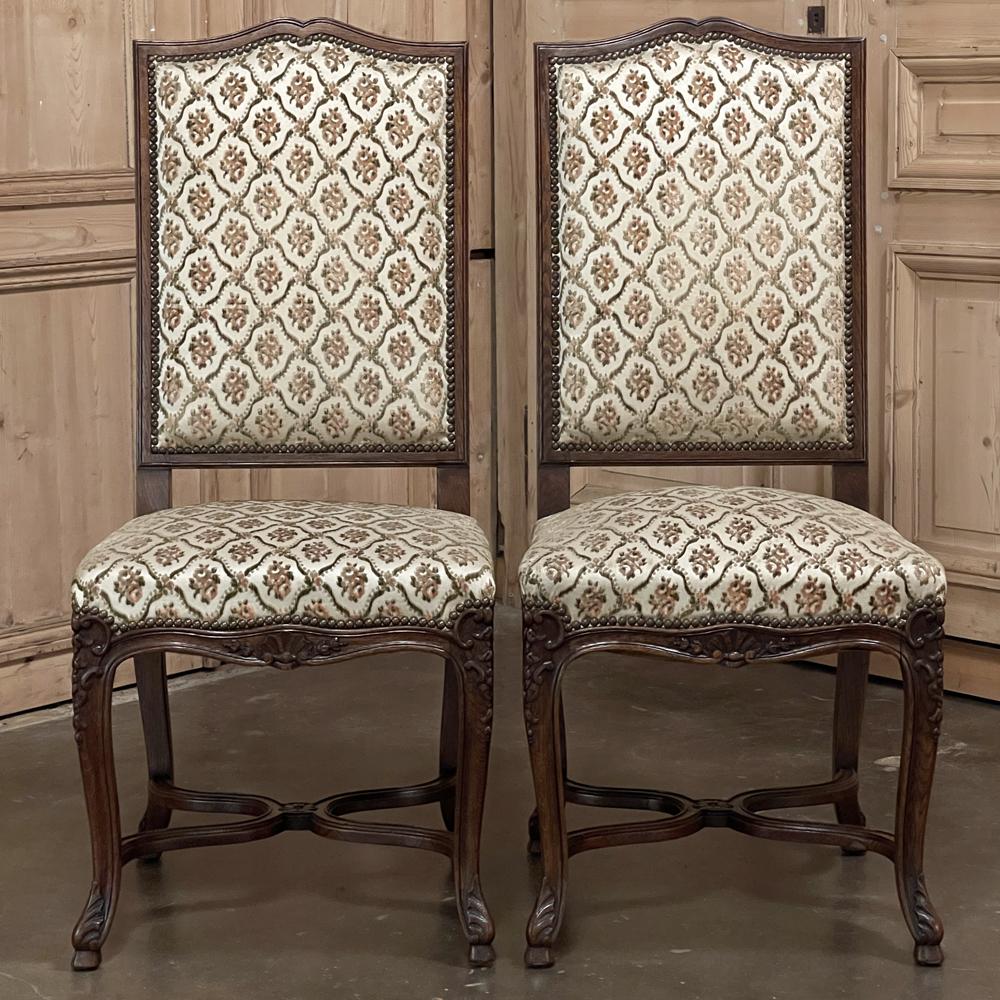Set of 6 Antique French Regence Dining Chairs Includes 2 Armchairs For Sale 4