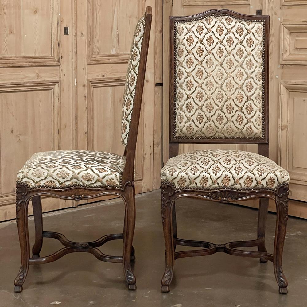 Set of 6 Antique French Regence Dining Chairs Includes 2 Armchairs For Sale 5