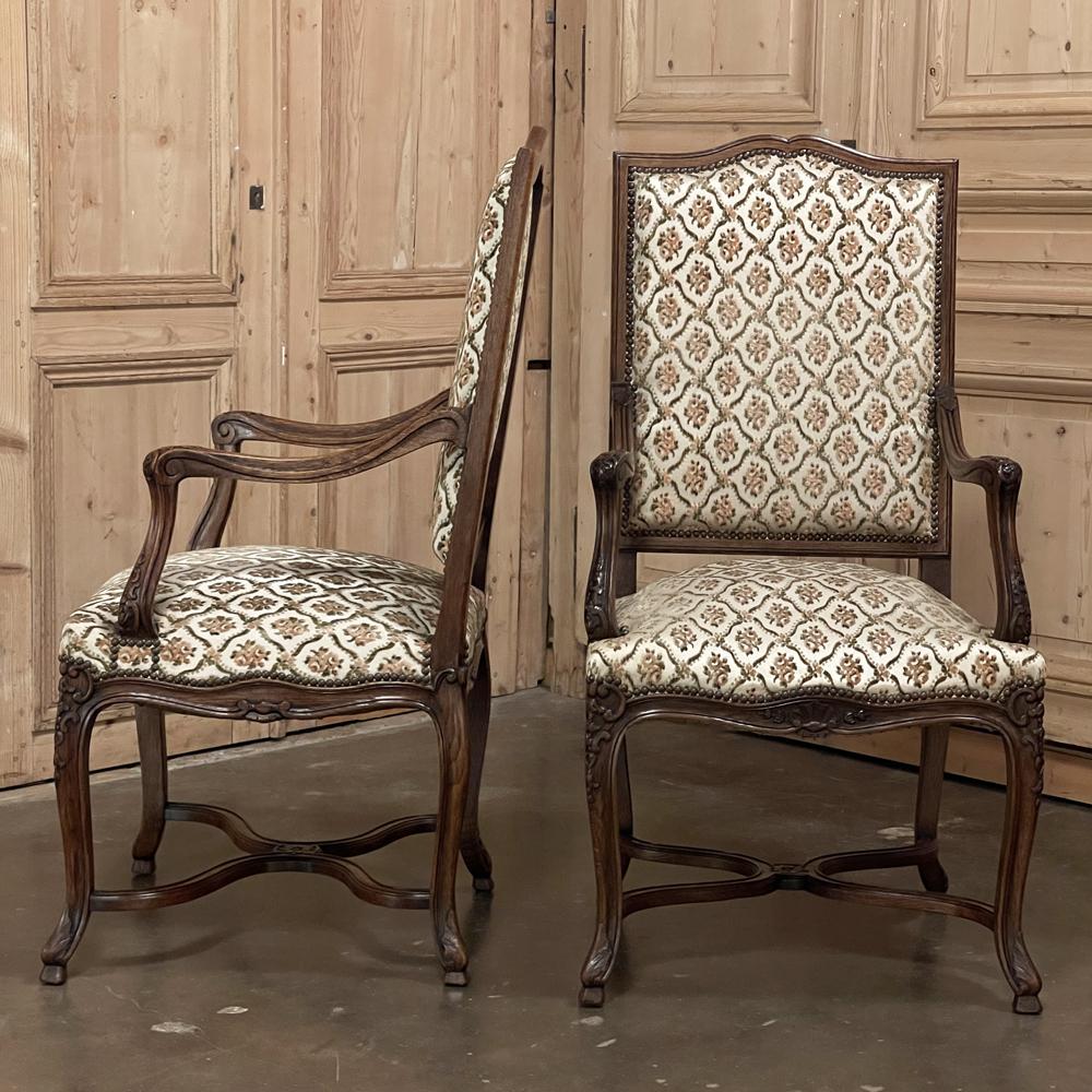 Set of 6 Antique French Regence Dining Chairs Includes 2 Armchairs For Sale 9