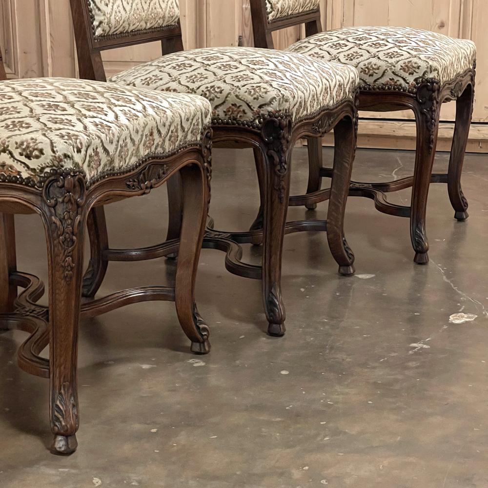 Tapestry Set of 6 Antique French Regence Dining Chairs Includes 2 Armchairs For Sale