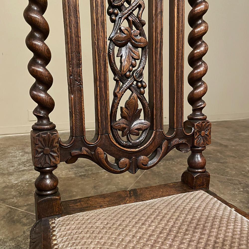 Set of 6 Antique French Renaissance Barley Twist Dining Chairs For Sale 7