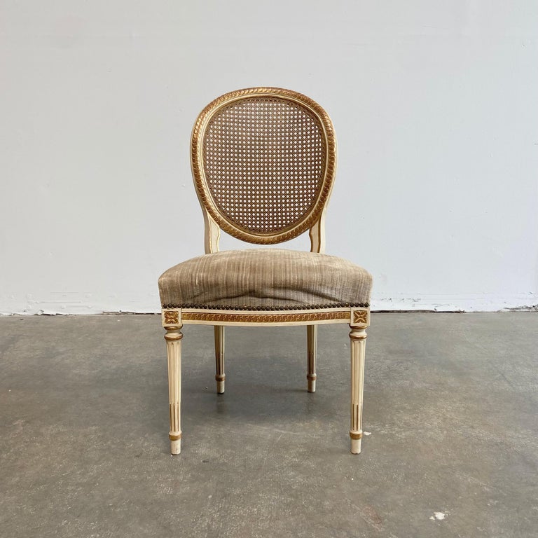 Set of 6 Antique French Style Cane Back Dining Chairs For Sale at 1stDibs