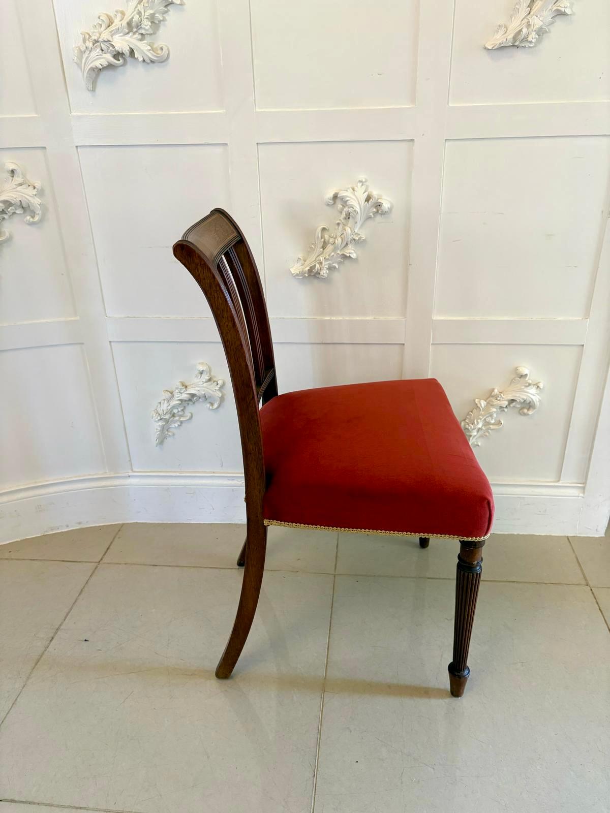 Giorgio III Set of 6 Antique George III Quality Mahogany Inlaid Dining Chairs in vendita