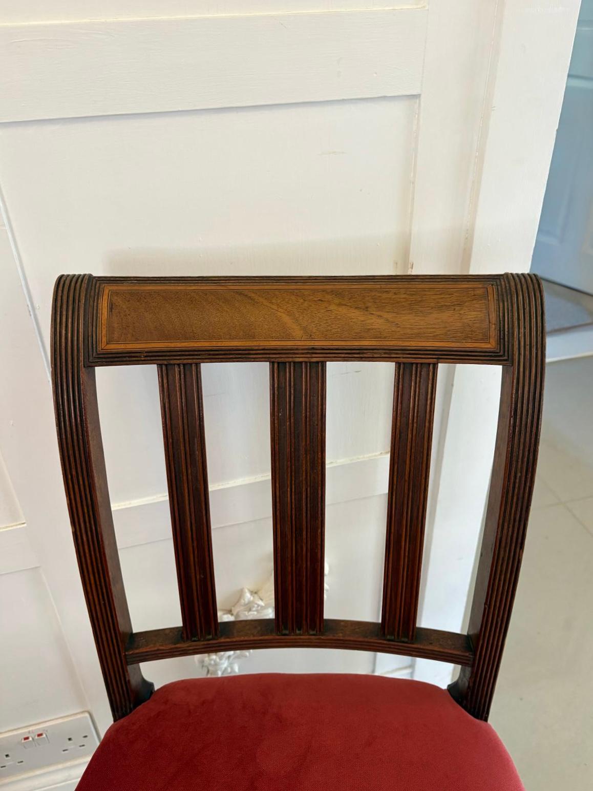 Inglese Set of 6 Antique George III Quality Mahogany Inlaid Dining Chairs in vendita