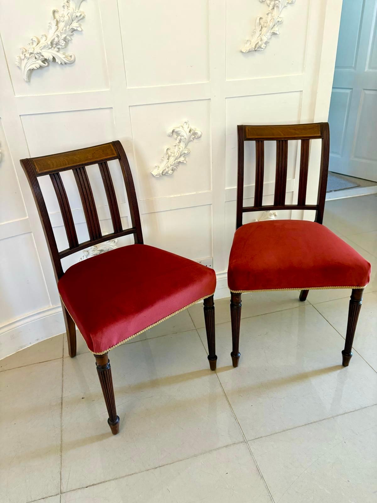 Altro Set of 6 Antique George III Quality Mahogany Inlaid Dining Chairs in vendita