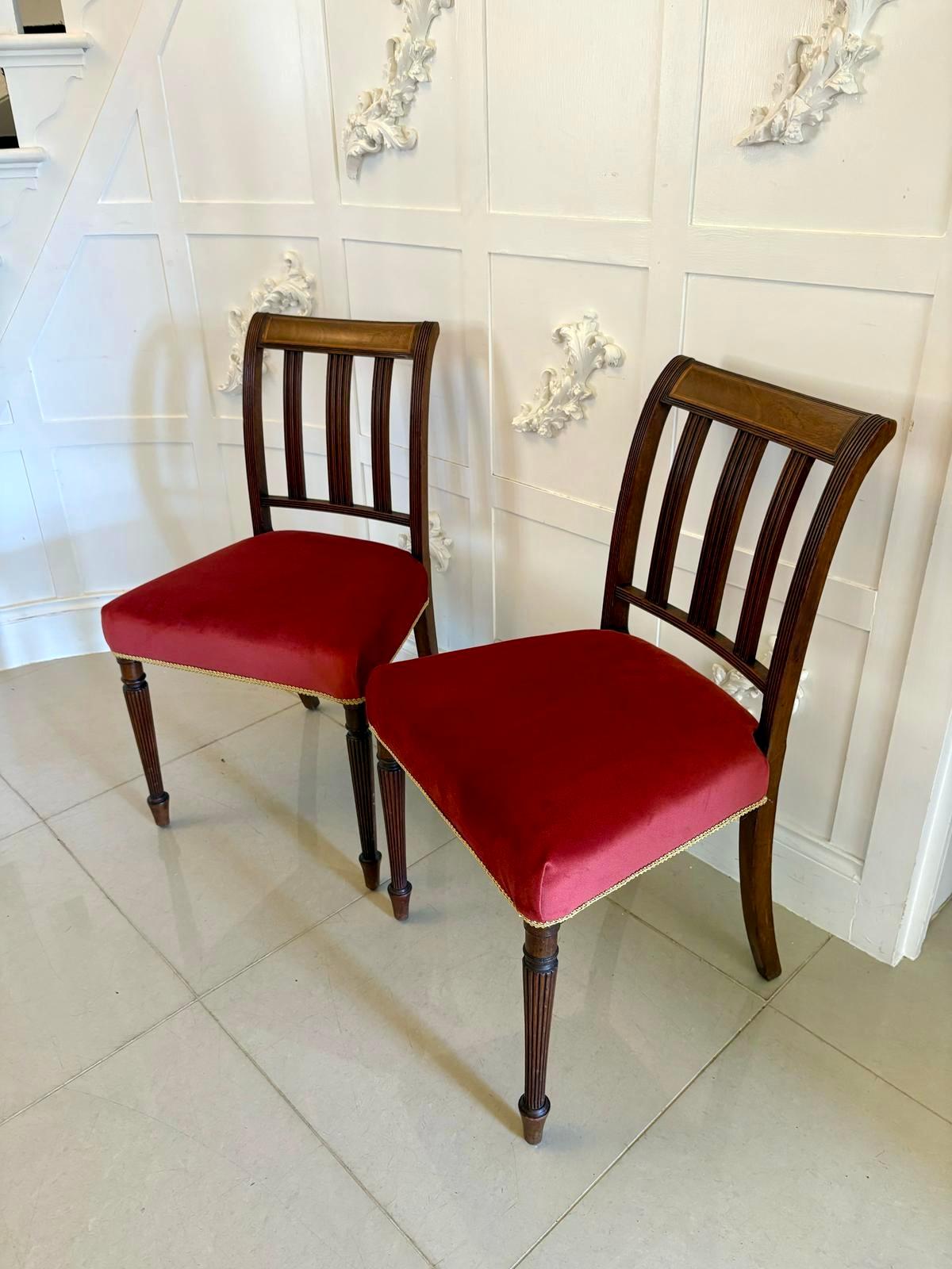 Set of 6 Antique George III Quality Mahogany Inlaid Dining Chairs in vendita 1