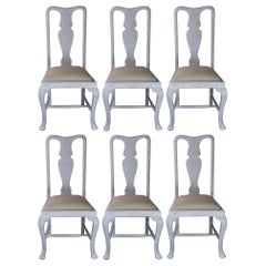 Set of 6 Antique Gustavian Style Urn Back Dining Chairs