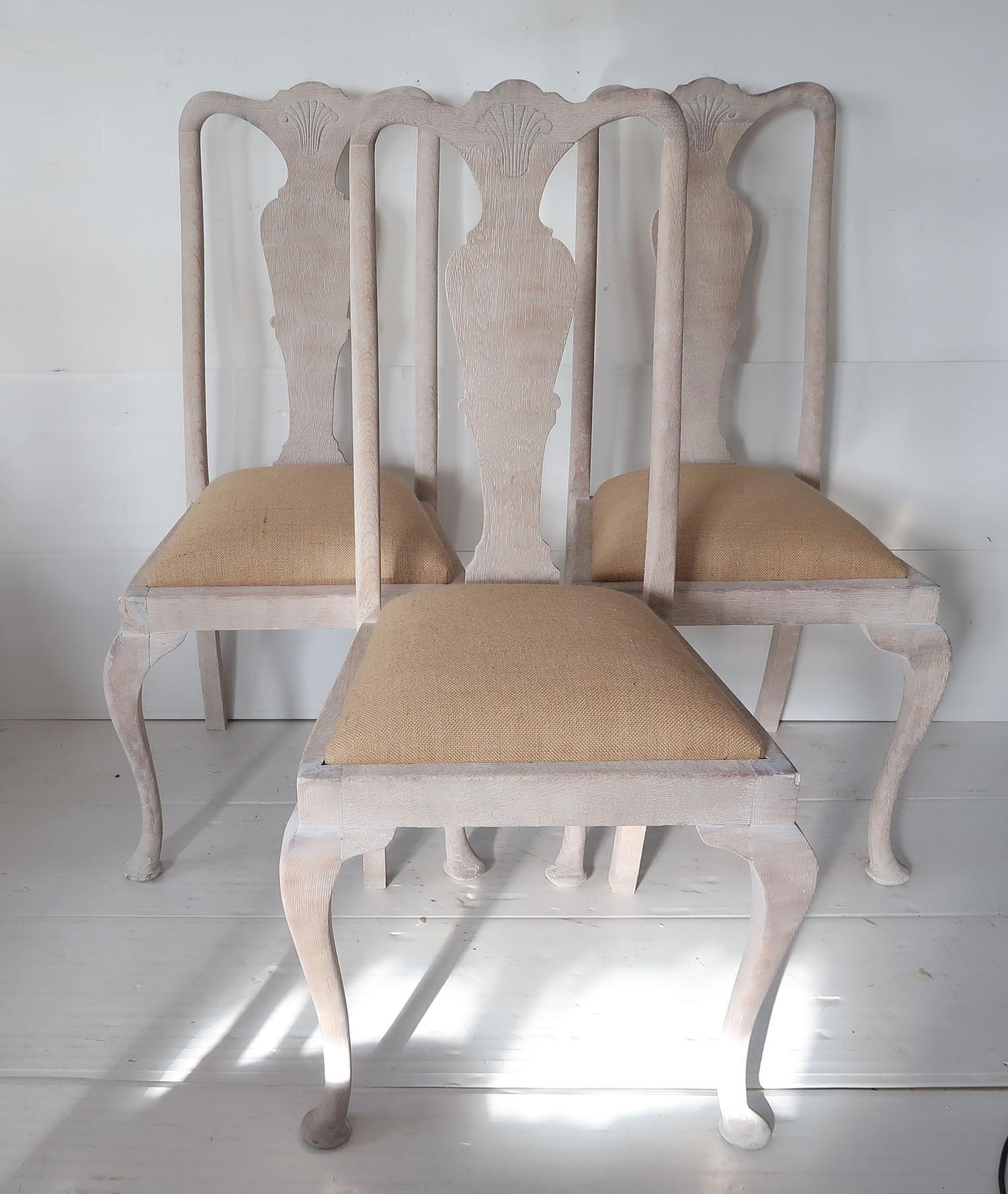 A super matching set of 6 dining chairs

Typical of the Gustavian chair they have the lovely urn shaped splat, the unadorned cabriole leg and the top rail with the shell detail

They have been recently limed to enhance the beautiful grain in the