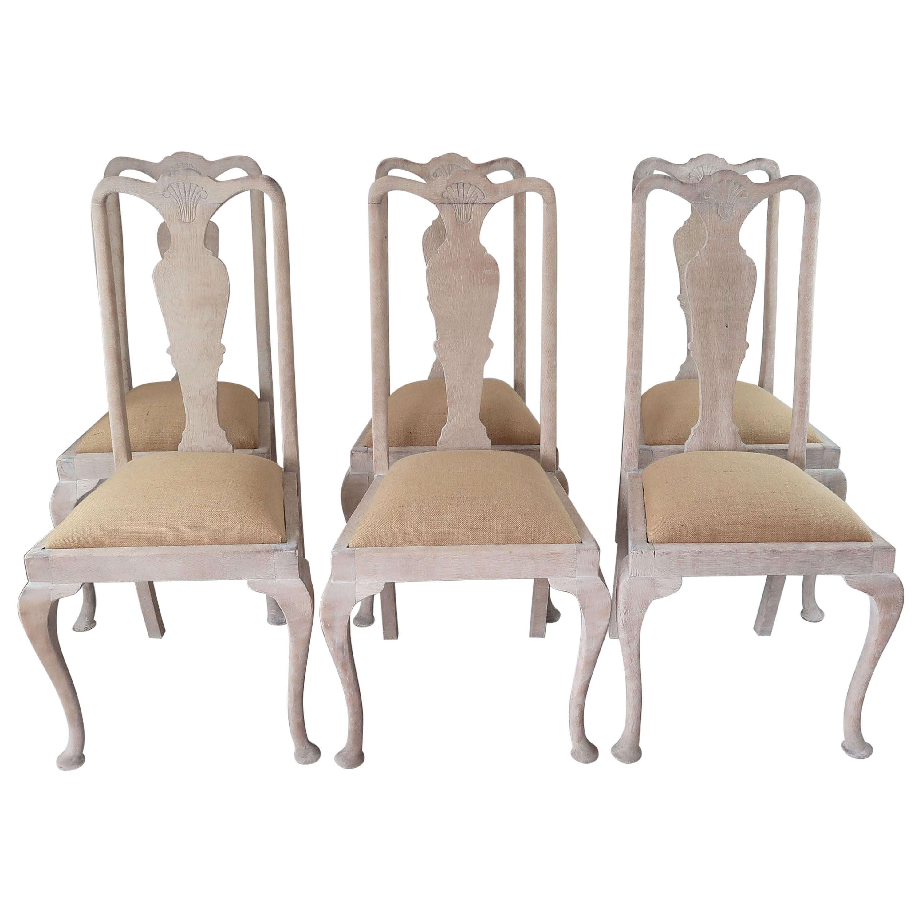 Set of 6 Antique Gustavian Style Urn Back Dining Chairs with Shell Detail