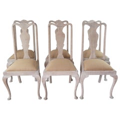 Set of 6 Antique Gustavian Style Urn Back Dining Chairs with Shell Detail