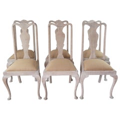 Set of 6 Antique Gustavian Style Urn Back Dining Chairs with Shell Detail