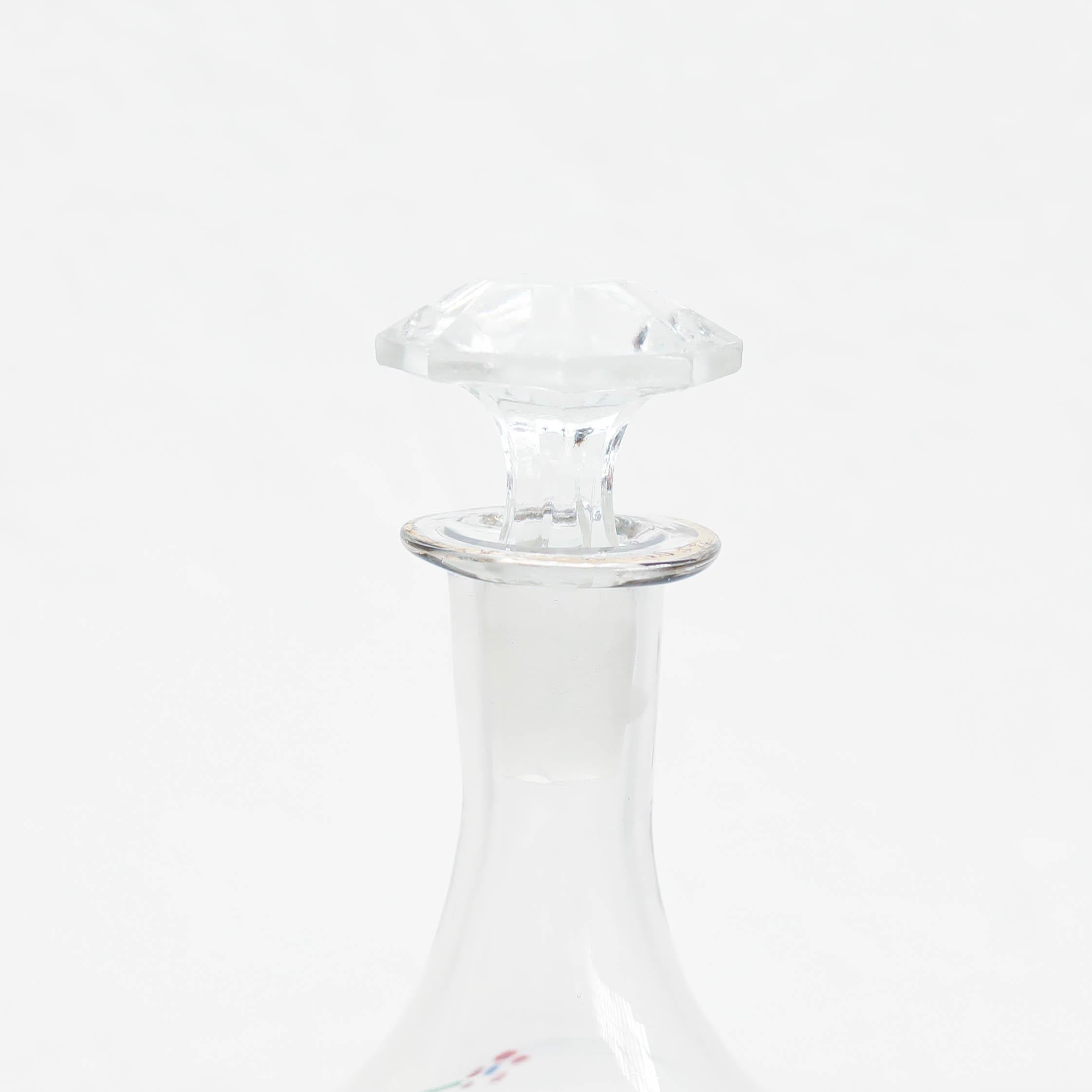Ensemble de 6 tasses à vin et vase en verre peints à la main, circa 1940 en vente 5