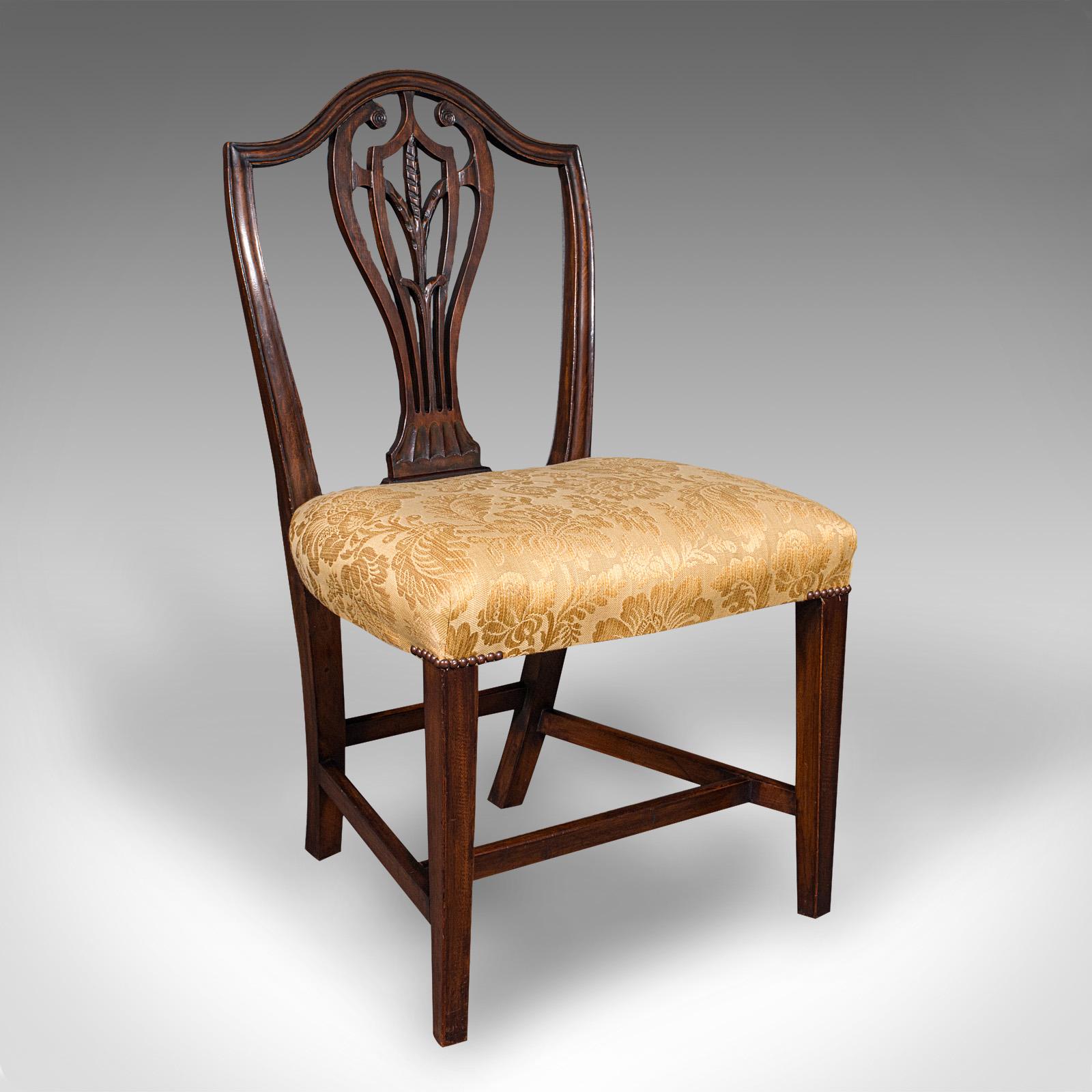 British Set of 6 Antique Hepplewhite Revival Dining Chairs, English, Seat, Victorian For Sale