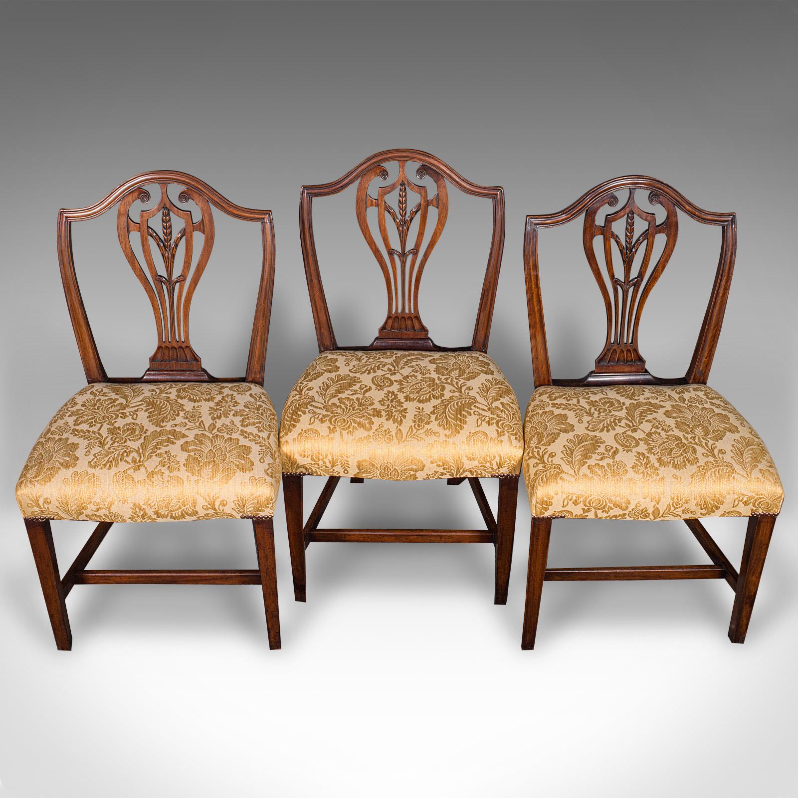 19th Century Set of 6 Antique Hepplewhite Revival Dining Chairs, English, Seat, Victorian For Sale