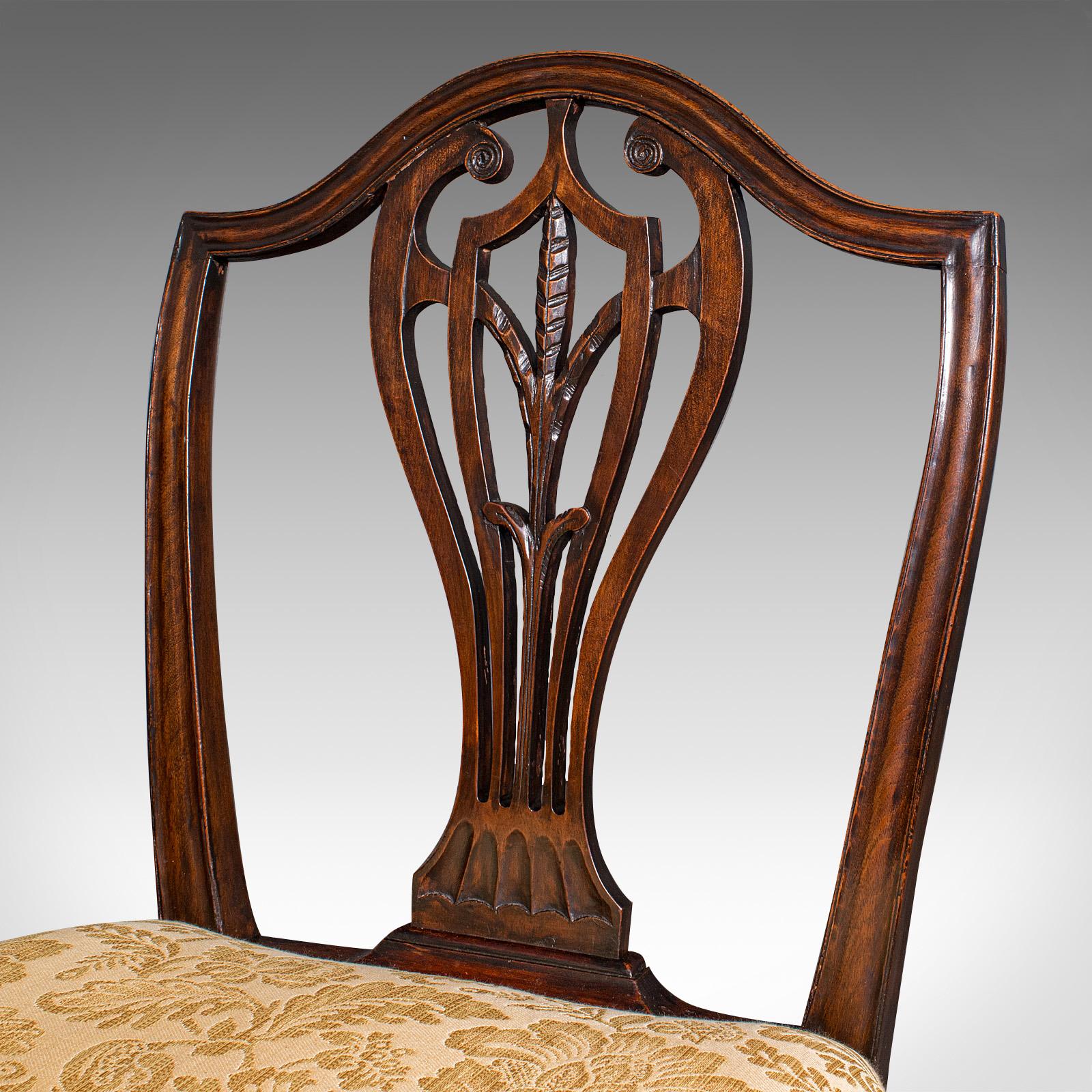 Set of 6 Antique Hepplewhite Revival Dining Chairs, English, Seat, Victorian For Sale 2
