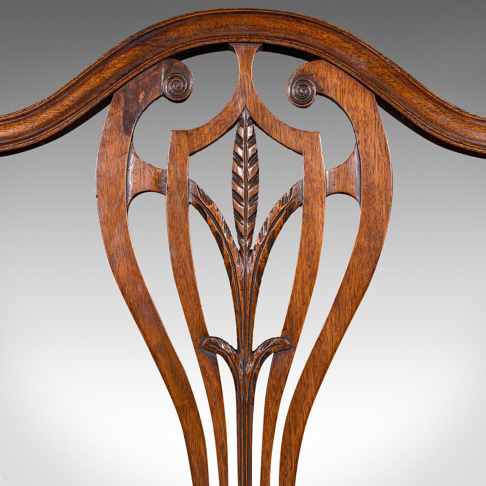 Set of 6 Antique Hepplewhite Revival Dining Chairs, English, Seat, Victorian For Sale 3
